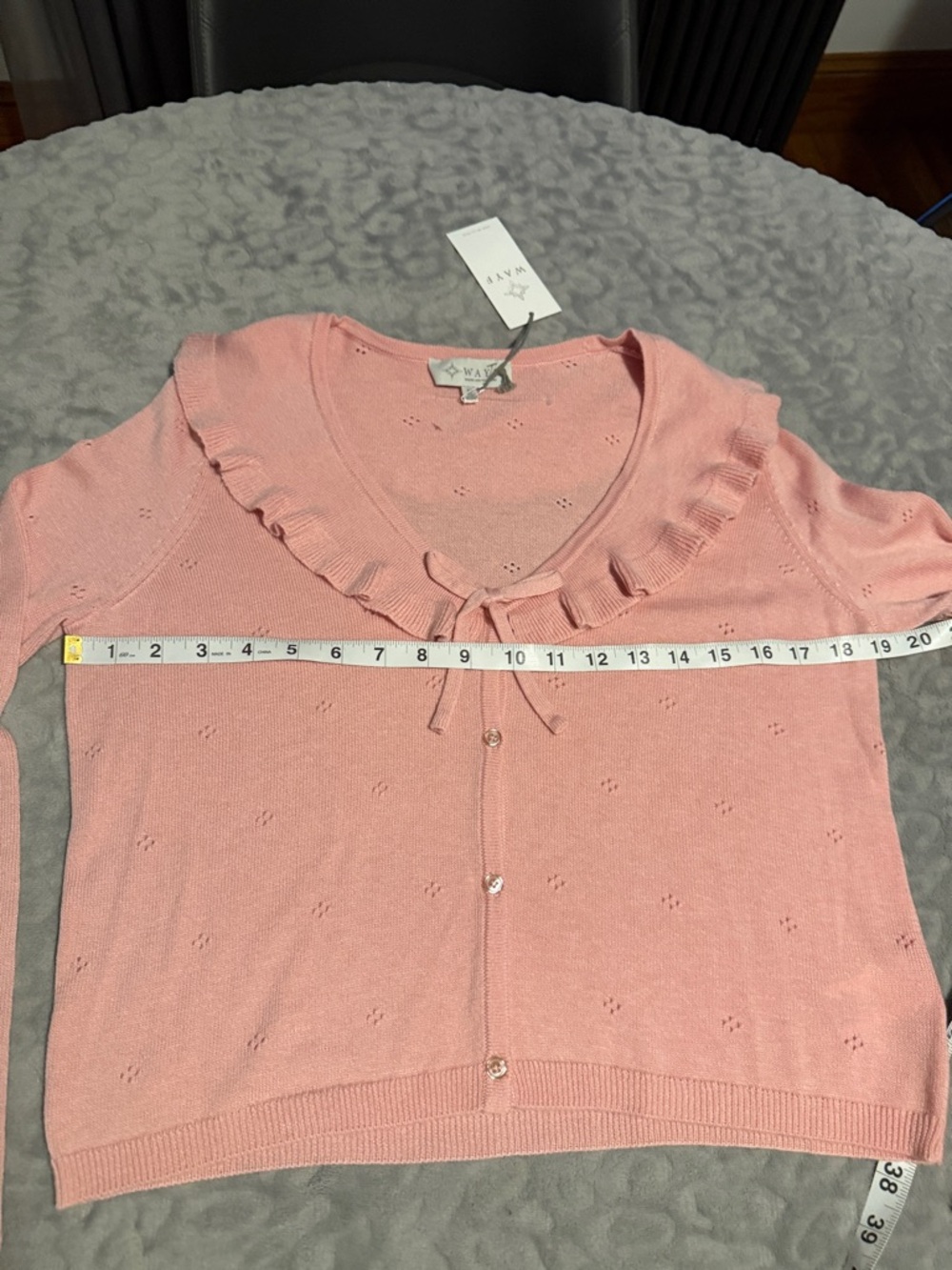 Wayf Blush Pink Ruffle-Trim Cropped Cardigan - Picture 5 of 8